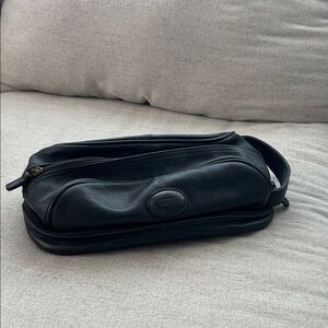 Vintage Fossil Black Leather Toiletry Bag Genuine Leather